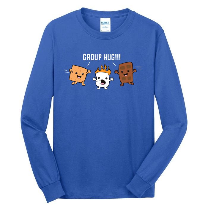 Group Hug Camping Campfire Chocolate Marshmallow S'mores Gift Tall Long Sleeve T-Shirt