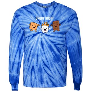 Group Hug Camping Campfire Chocolate Marshmallow S'mores Gift Tie-Dye Long Sleeve Shirt