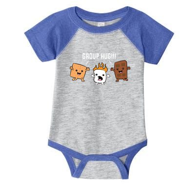 Group Hug Camping Campfire Chocolate Marshmallow S'mores Gift Infant Baby Jersey Bodysuit