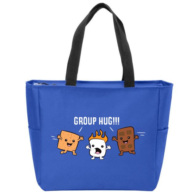 Group Hug Camping Campfire Chocolate Marshmallow S'mores Gift Zip Tote Bag