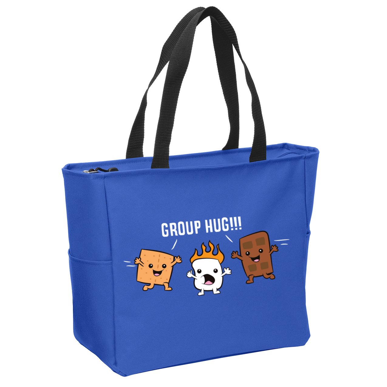 Group Hug Camping Campfire Chocolate Marshmallow S'mores Gift Zip Tote Bag