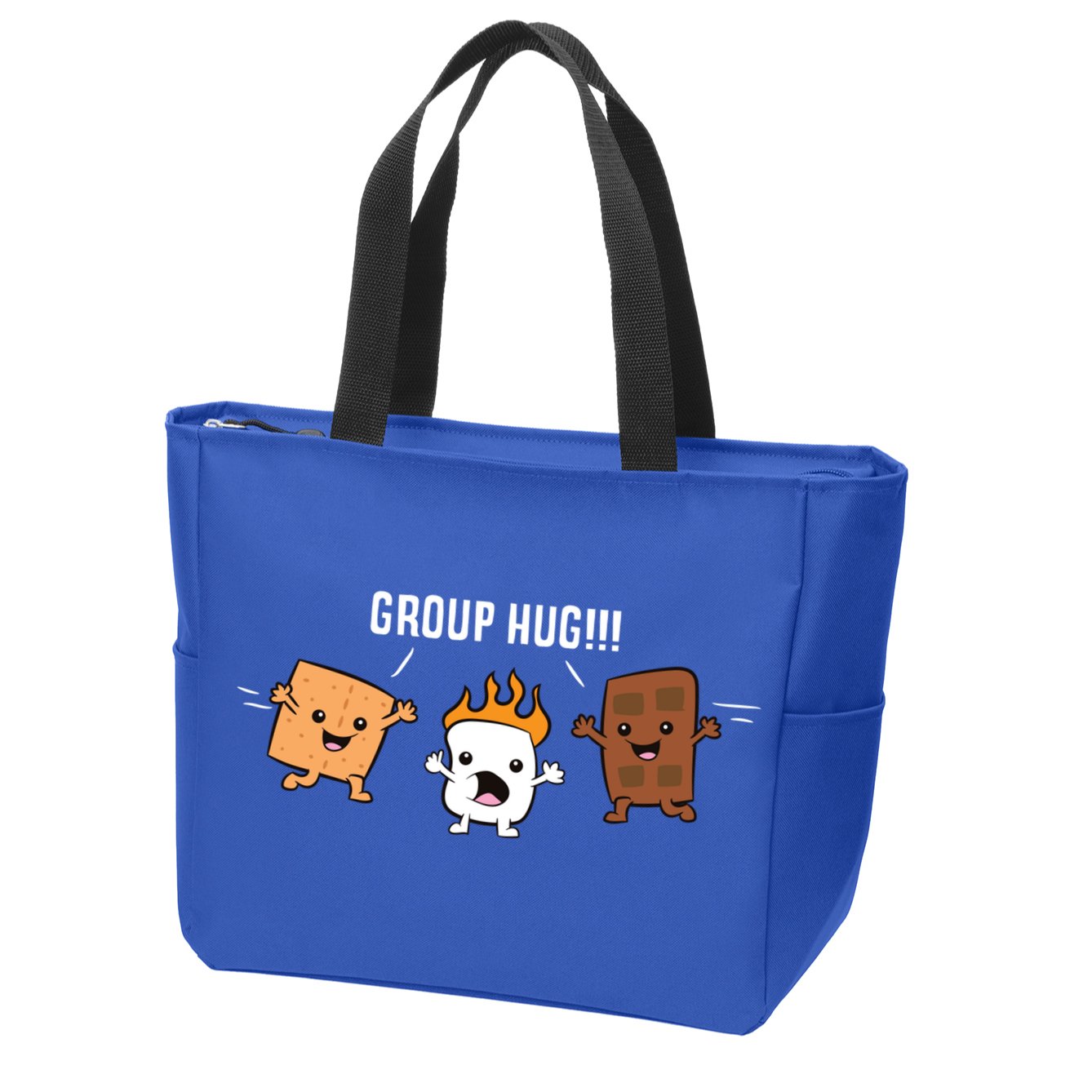 Group Hug Camping Campfire Chocolate Marshmallow S'mores Gift Zip Tote Bag