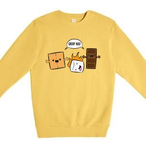 Group Hug Camping Campfire Chocolate Marshmallow SMores Premium Crewneck Sweatshirt