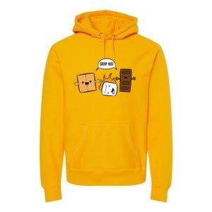 Group Hug Camping Campfire Chocolate Marshmallow SMores Premium Hoodie