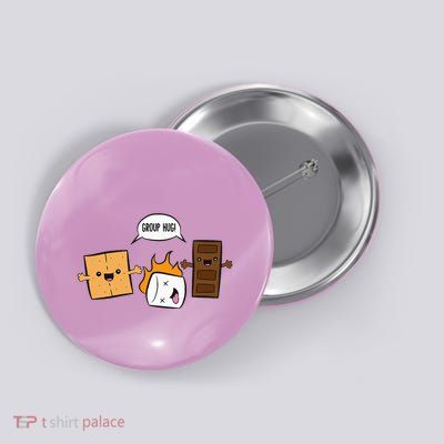 Group Hug Camping Campfire Chocolate Marshmallow SMores Button