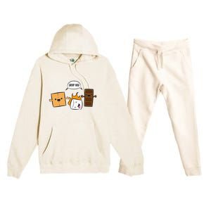 Group Hug Camping Campfire Chocolate Marshmallow SMores Premium Hooded Sweatsuit Set