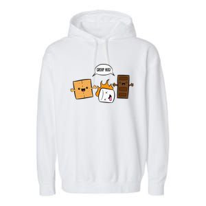 Group Hug Camping Campfire Chocolate Marshmallow SMores Garment-Dyed Fleece Hoodie