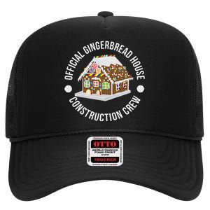 Gingerbread House Construction Crew Christmas High Crown Mesh Back Trucker Hat