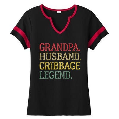 Grandpa Husband Cribbage Legend Vintage Cribbage Board Game Ladies Halftime Notch Neck Tee