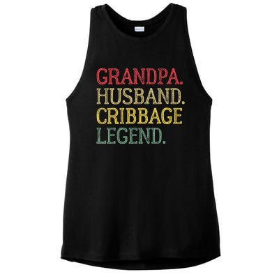 Grandpa Husband Cribbage Legend Vintage Cribbage Board Game Ladies PosiCharge Tri-Blend Wicking Tank