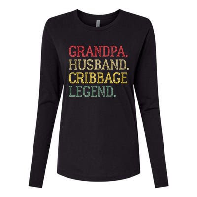 Grandpa Husband Cribbage Legend Vintage Cribbage Board Game Womens Cotton Relaxed Long Sleeve T-Shirt