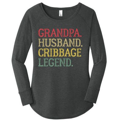 Grandpa Husband Cribbage Legend Vintage Cribbage Board Game Women's Perfect Tri Tunic Long Sleeve Shirt