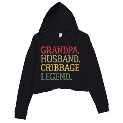 Grandpa Husband Cribbage Legend Vintage Cribbage Board Game Crop Fleece Hoodie