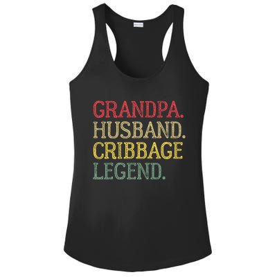 Grandpa Husband Cribbage Legend Vintage Cribbage Board Game Ladies PosiCharge Competitor Racerback Tank