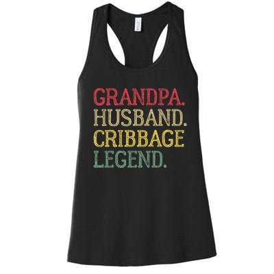 Grandpa Husband Cribbage Legend Vintage Cribbage Board Game Women's Racerback Tank