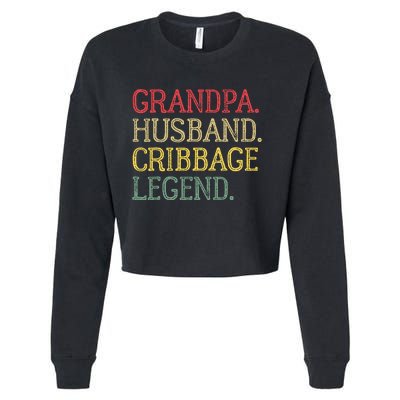 Grandpa Husband Cribbage Legend Vintage Cribbage Board Game Cropped Pullover Crew