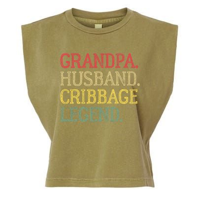 Grandpa Husband Cribbage Legend Vintage Cribbage Board Game Garment-Dyed Women's Muscle Tee