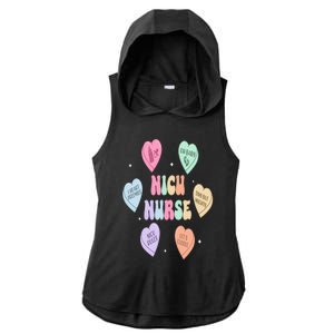 Groovy Heart Candy Nicu Nurse Valentines Day Ladies PosiCharge Tri-Blend Wicking Draft Hoodie Tank