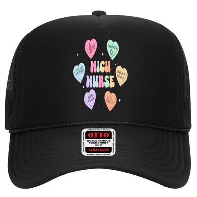 Groovy Heart Candy Nicu Nurse Valentines Day High Crown Mesh Back Trucker Hat