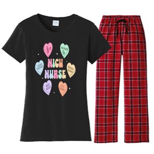 Groovy Heart Candy Nicu Nurse Valentines Day Women's Flannel Pajama Set