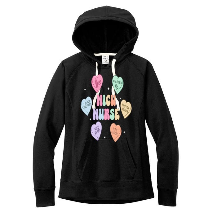 Groovy Heart Candy Nicu Nurse Valentines Day Women's Fleece Hoodie