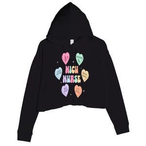 Groovy Heart Candy Nicu Nurse Valentines Day Crop Fleece Hoodie