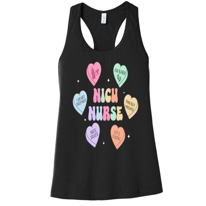 Groovy Heart Candy Nicu Nurse Valentines Day Women's Racerback Tank