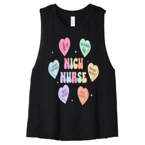 Groovy Heart Candy Nicu Nurse Valentines Day Women's Racerback Cropped Tank