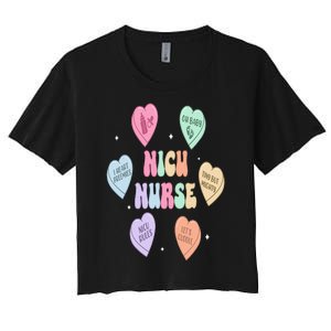 Groovy Heart Candy Nicu Nurse Valentines Day Women's Crop Top Tee