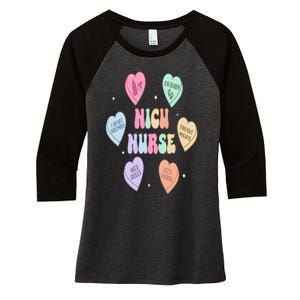 Groovy Heart Candy Nicu Nurse Valentines Day Women's Tri-Blend 3/4-Sleeve Raglan Shirt