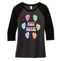 Groovy Heart Candy Nicu Nurse Valentines Day Women's Tri-Blend 3/4-Sleeve Raglan Shirt