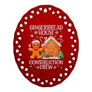 Gingerbread House Construction Crew Decorating Baking Xmas Ceramic Oval Ornament