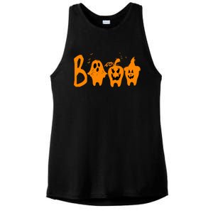 Group Halloween Costume Teeth Booo Pumpkin Witch Ghost Funny Cute Gift Ladies PosiCharge Tri-Blend Wicking Tank