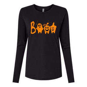 Group Halloween Costume Teeth Booo Pumpkin Witch Ghost Funny Cute Gift Womens Cotton Relaxed Long Sleeve T-Shirt