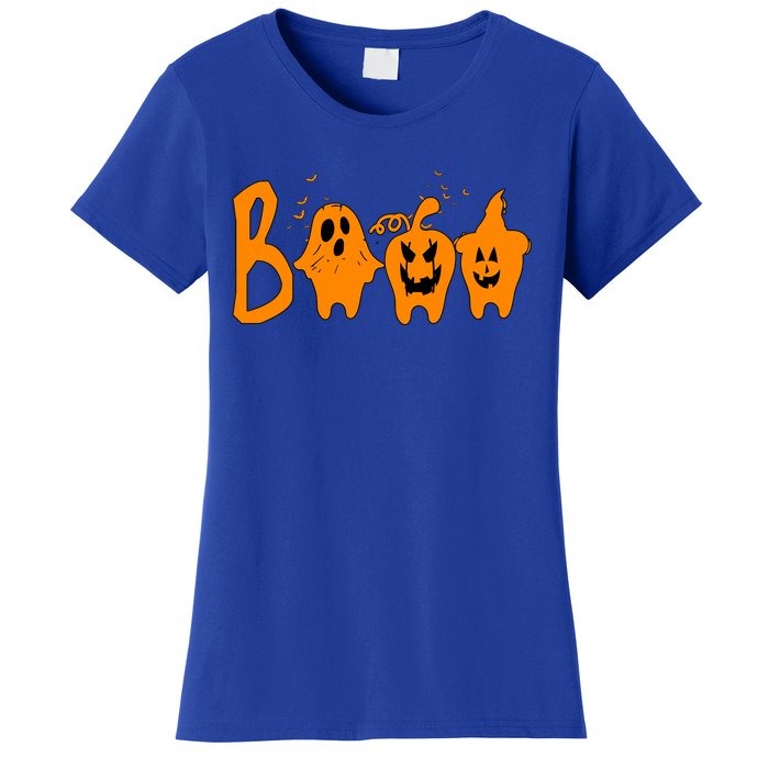 Group Halloween Costume Teeth Booo Pumpkin Witch Ghost Funny Cute Gift Women's T-Shirt