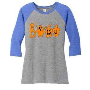 Group Halloween Costume Teeth Booo Pumpkin Witch Ghost Funny Cute Gift Women's Tri-Blend 3/4-Sleeve Raglan Shirt