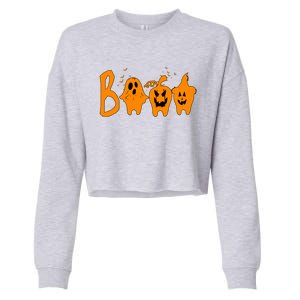 Group Halloween Costume Teeth Booo Pumpkin Witch Ghost Funny Cute Gift Cropped Pullover Crew