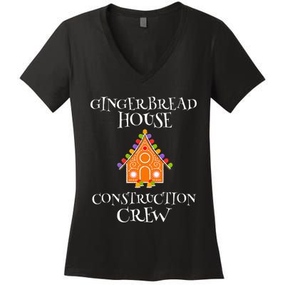 Gingerbread House Construction Crew Decorating Baking Xmas  Women's V-Neck T-Shirt