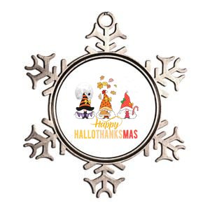 Gnomes Halloween Christmas Thanksgiving Happy Hallothanksmas Gift Metallic Star Ornament