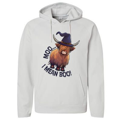 Ghost Highland Cow Moo I Mean Boo Pumpkin Funny Halloween Performance Fleece Hoodie