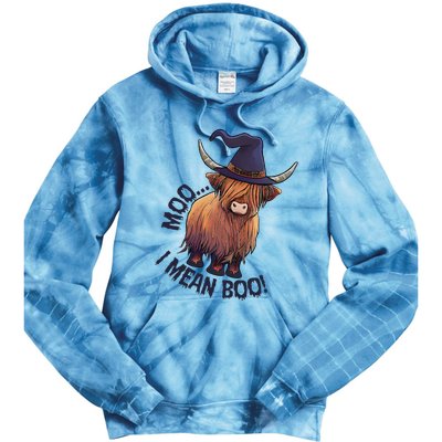 Ghost Highland Cow Moo I Mean Boo Pumpkin Funny Halloween Tie Dye Hoodie