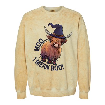 Ghost Highland Cow Moo I Mean Boo Pumpkin Funny Halloween Colorblast Crewneck Sweatshirt