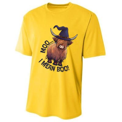 Ghost Highland Cow Moo I Mean Boo Pumpkin Funny Halloween Performance Sprint T-Shirt