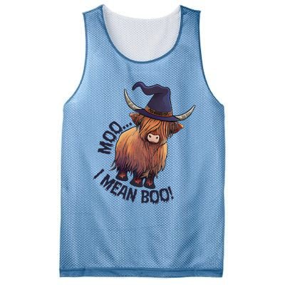 Ghost Highland Cow Moo I Mean Boo Pumpkin Funny Halloween Mesh Reversible Basketball Jersey Tank