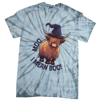 Ghost Highland Cow Moo I Mean Boo Pumpkin Funny Halloween Tie-Dye T-Shirt