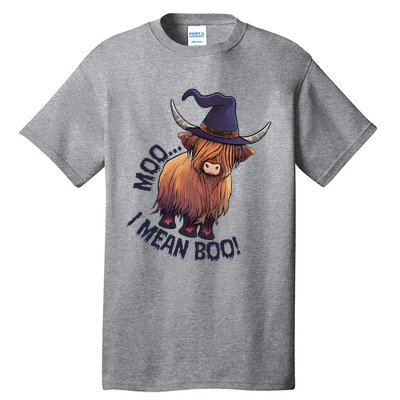 Ghost Highland Cow Moo I Mean Boo Pumpkin Funny Halloween Tall T-Shirt