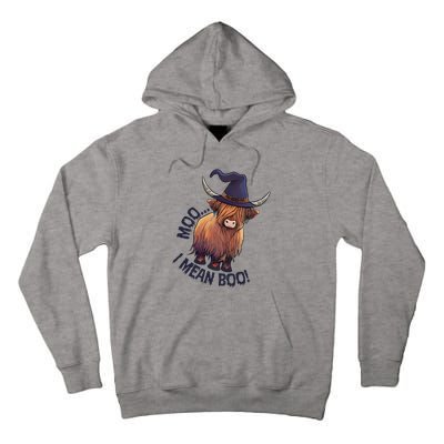 Ghost Highland Cow Moo I Mean Boo Pumpkin Funny Halloween Tall Hoodie