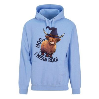 Ghost Highland Cow Moo I Mean Boo Pumpkin Funny Halloween Unisex Surf Hoodie