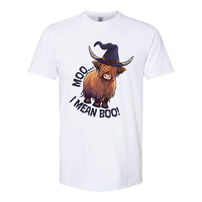 Ghost Highland Cow Moo I Mean Boo Pumpkin Funny Halloween Softstyle CVC T-Shirt