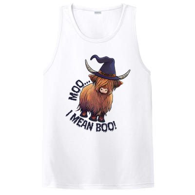 Ghost Highland Cow Moo I Mean Boo Pumpkin Funny Halloween PosiCharge Competitor Tank